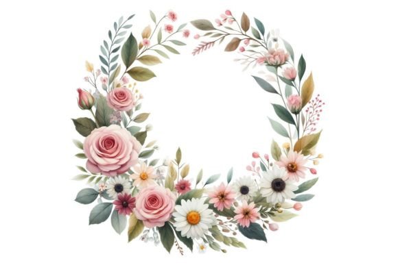 Download Watercolor Floral Wreath Clipart - Floral Collection