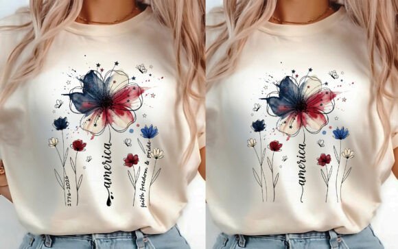 Download Boho Floral USA 250 T-shirt Design 2 PNG - Floral Collection