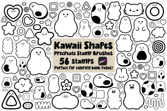 Download Procreate Kawaii Shapes Stamp Brushes - Stamp Collection