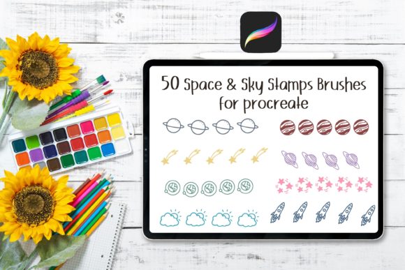 Download 50 Space Stamps Brushes for Procreate - Stamp Collection