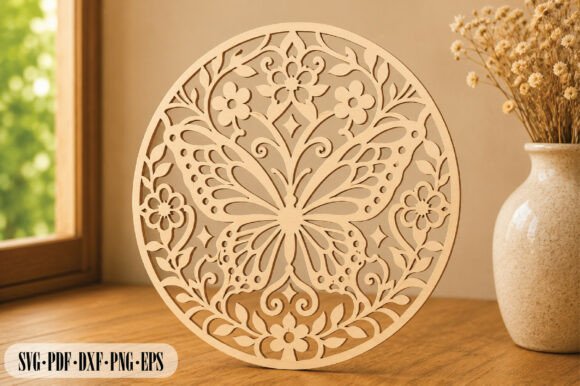 Download Floral Butterfly Mandala Laser Cut - Floral Collection
