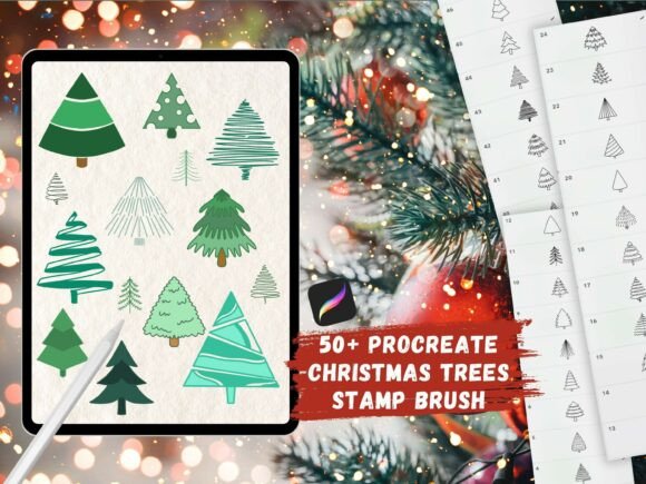 Download Procreate Christmas Tree Stamps Brushes - Stamp Collection