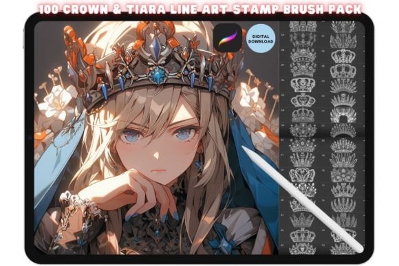 Download Procreate Crown &amp; Tiara Stamp Brush Set - Stamp Collection