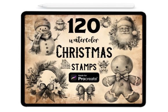 Download 120 Christmas Procreate Stamp Brushes - Stamp Collection