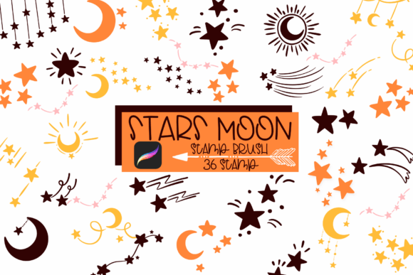 Download Stars &amp; Moon Procreate Stamp Brush - Stamp Collection