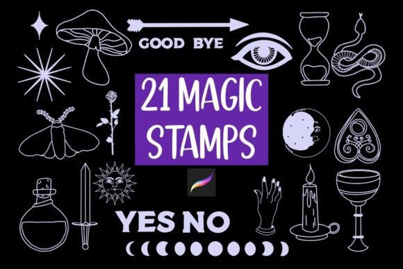 Download 21 Magical Procreate Stamp Set Brushes - Stamp Collection