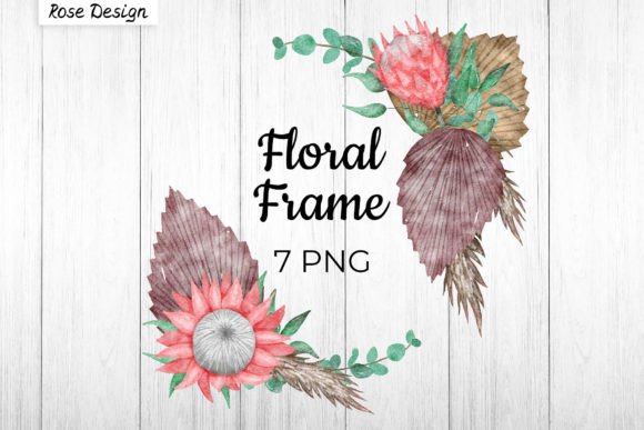 Download Watercolor Protea - Boho Floral Frame - Floral Collection