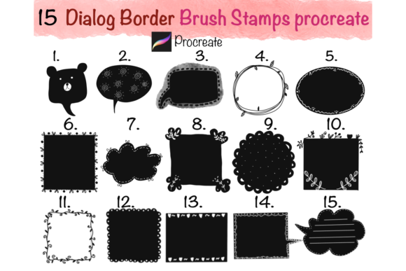 Download 15 Borders Brush Stamps Procreate - Stamp Collection