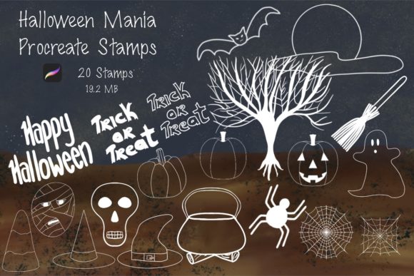 Download Halloween Mania Procreate Stamps - Stamp Collection