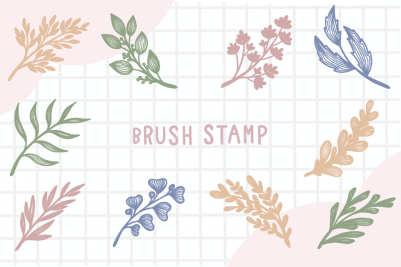 Download Line Art Leaf Brush Stamp Procreate - Stamp Collection
