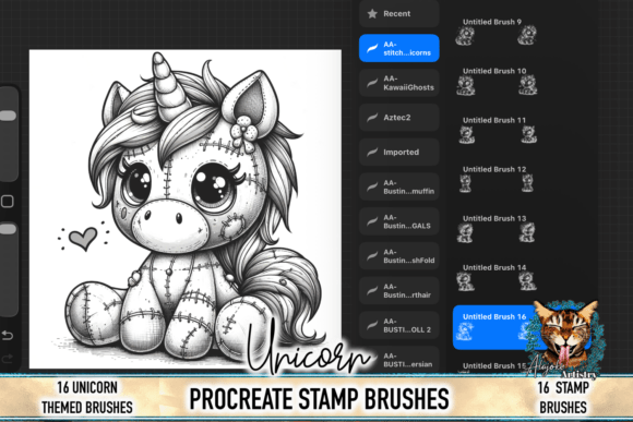 Download Chibi Stitched Unicorn Procreate Stamp B - Stamp Collection