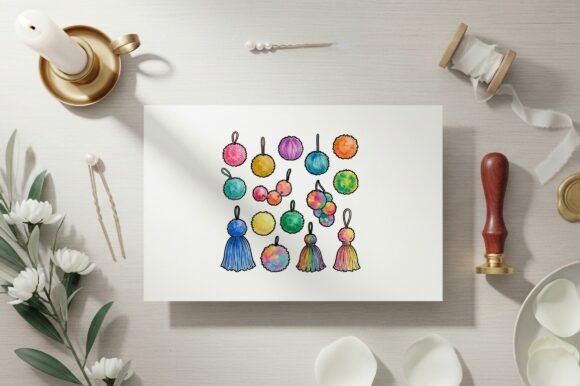 Download Bright Multicolored Pom Poms Hanging - Pom poms Collection