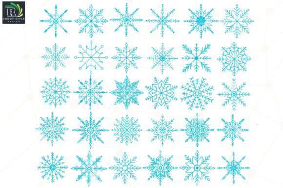 Download 30 Snow Flakes Brush Stamp - Stamp Collection