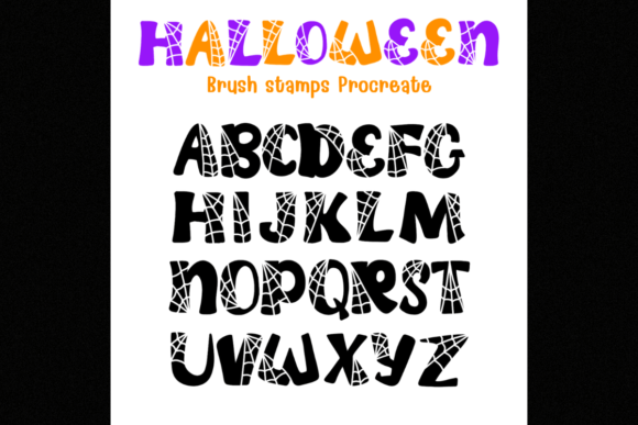 Download ABC Halloween Brush Stamps Procreate - Stamp Collection