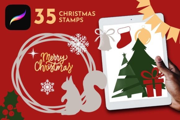 Download Christmas Procreate Brush, Xmas Stamps - Stamp Collection