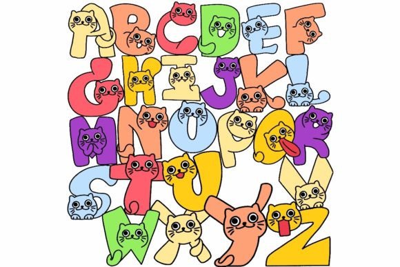 Download Cat Brush Stamps Procreate ABC+123 - Stamp Collection