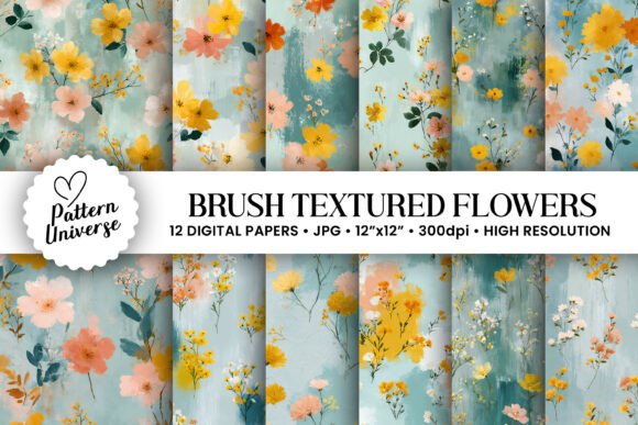Download Hand Painted Brush Florals Pattern - Floral Collection