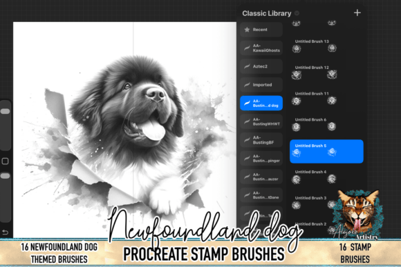 Download Newfoundland Dog Procreate Brush Stamps - Stamp Collection