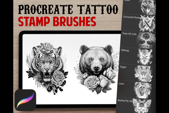 Download Tattoo Stamps Procreate Brush Set - Stamp Collection