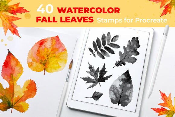 Download Watercolor Fall Leaves Procreate Stamps - Stamp Collection