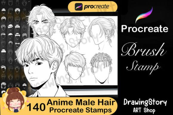 Download 140 Anime Male Hair Stamp Brushes - Stamp Collection