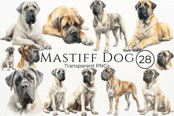 Download Mastiff Dog Watercolor Clipart - Mastiff Collection
