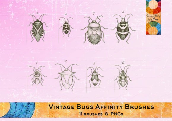 Download Vintage Bug Stamps &amp; Affinity Brush Set - Stamp Collection