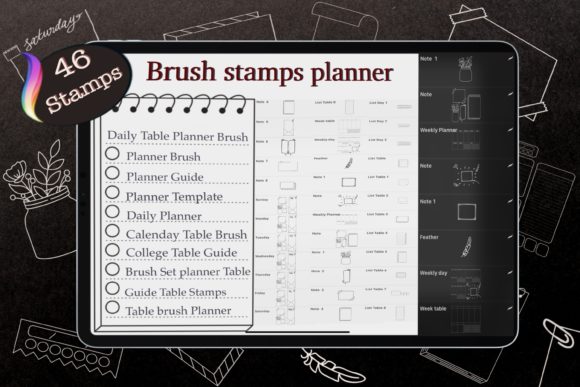 Download 46 Planner Stamps, Brush Stamp Planner - Stamp Collection