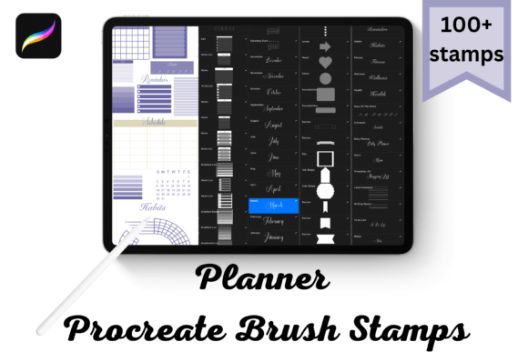 Download Elegant Planner Procreate Brush Stamps - Stamp Collection