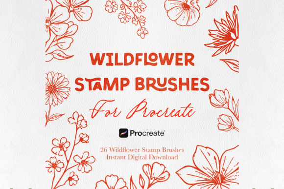Download 26 Wildflower Stamps for Procreate - Stamp Collection