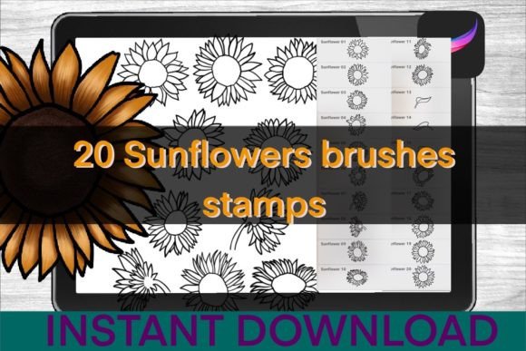 Download Sunflower Brushes Procreate Stamps - Stamp Collection