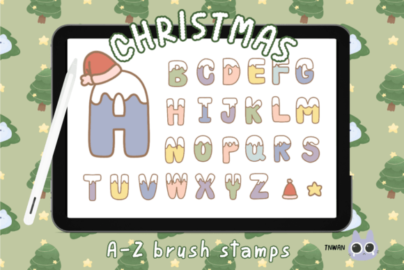 Download Cute Christmas Snow Brush Stamp Font - Stamp Collection