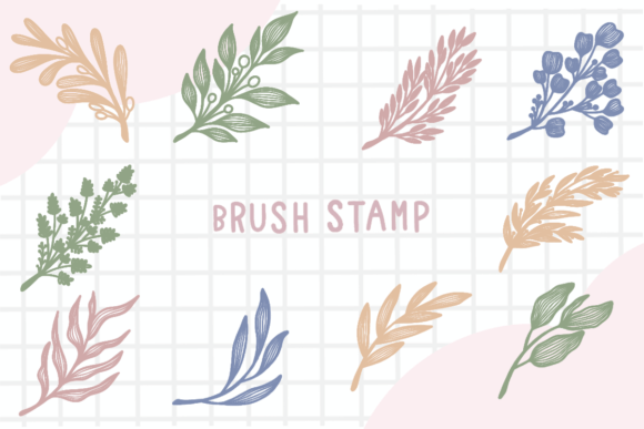 Download Line Art Leaf Brush Stamp Procreate - Stamp Collection