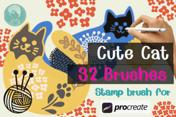 Download Cute Cat Stamp Brushes Procreate - Stamp Collection