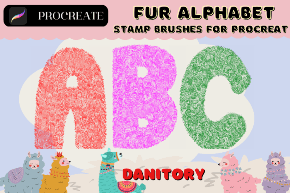 Download Fur Alphabet Stamp Brushes for Procreate - Stamp Collection