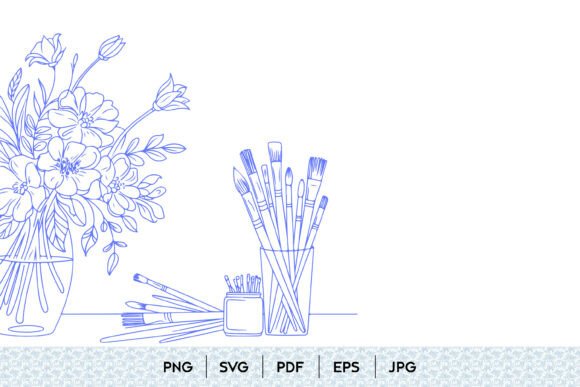 Download Floral Art Brushes Line Art - Floral Collection
