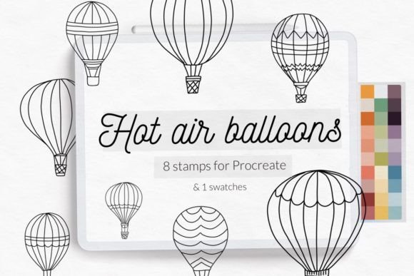 Download Hot Air Balloon Stamp Brushes Procreate - Stamp Collection