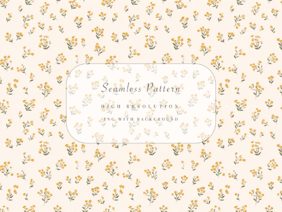 Download Muted Mustard Floral Seamless Pattern PNG for Spring Crafts - Floral Collection