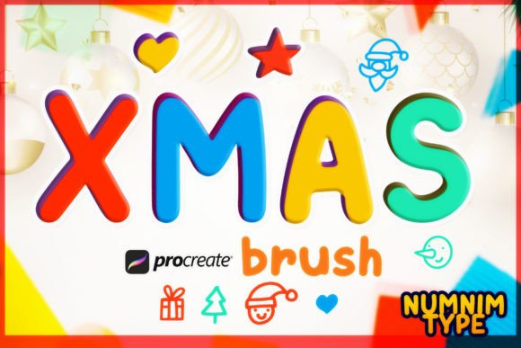 Download Procreate Brush Stamp Xmas Gift Kids a-Z - Stamp Collection