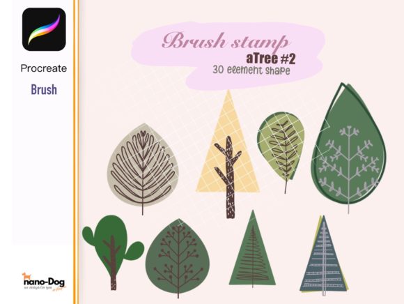 Download Procreate 30 Tree Element Brush Stamp - Stamp Collection