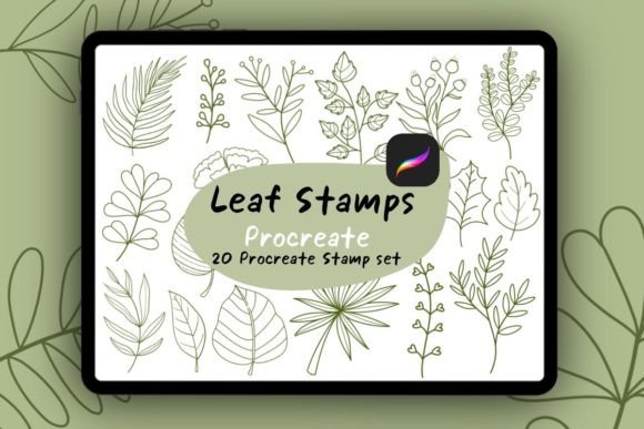 Download 20 Leaf Brush Stamps Procreate - Stamp Collection