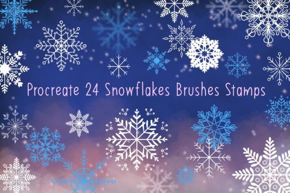 Download Procreate 24 Snowflakes Brushes Stamps - Stamp Collection
