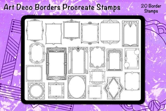 Download Art Deco Borders Procreate Stamps - Stamp Collection