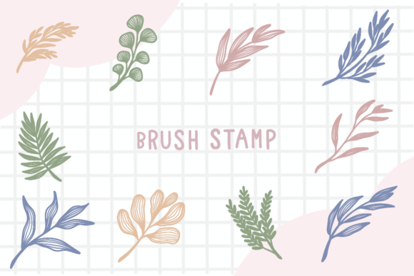 Download Line Art Leaf Procreate Brush Stamp - Stamp Collection