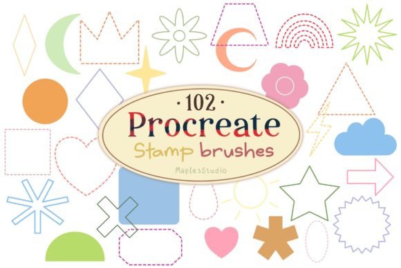 Download Basic Shape Stamp Brush for Procreate - Stamp Collection