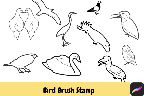 Download Bird Animal Hand Drawn Brush Stamps IPAD - Stamp Collection