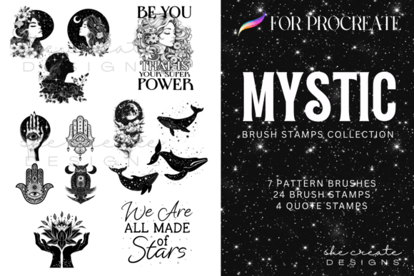 Download Mystic Celestial Stamp Brushes Procreate - Stamp Collection