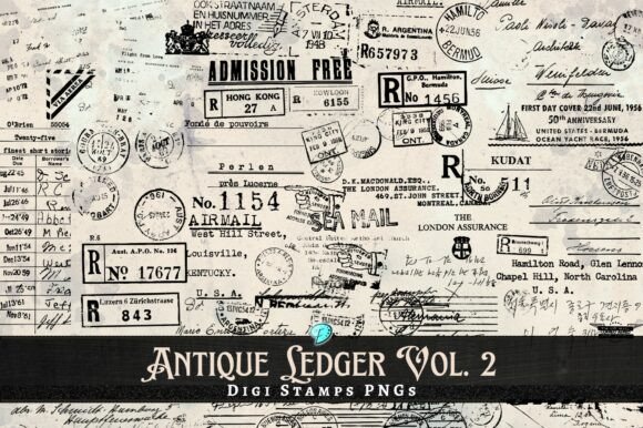 Download Antique Ledger Digi Stamps Vol. 2 - Stamp Collection