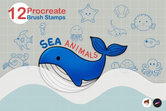 Download Sea Animal Procreate Brush Stamps - Stamp Collection