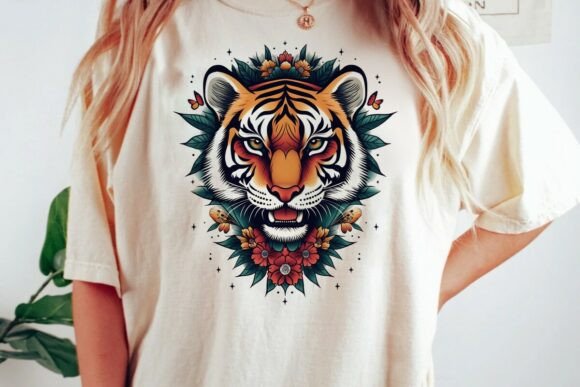 Download Fierce Tiger Floral Tattoo Design Png - Floral Collection
